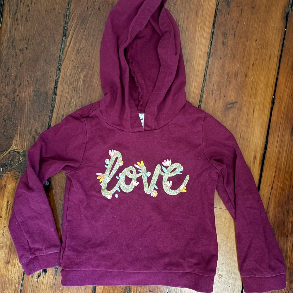 Carter's Maroon Hoodie with Floral Love Design